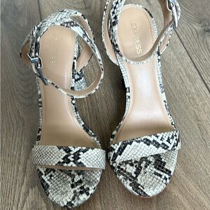 Express snake print heels
